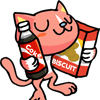 猫の休憩（おやつ）のフリーイラスト